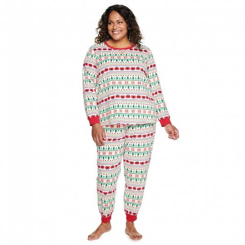 白色 ホワイト フォレスト Jammies For Your Families Plus Size Fairisle Pajama Set White Forest Ideanshape Com