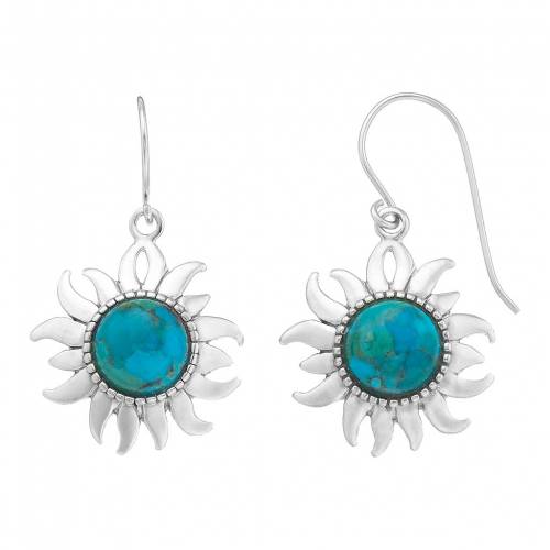 銀色 シルバー イヤリング 【 UNBRANDED STERLING SILVER RECONSTITUTED TURQUOISE SUN DROP EARRINGS / 】 ジュエリー アクセサリー レディースジュエリー|スニケス
