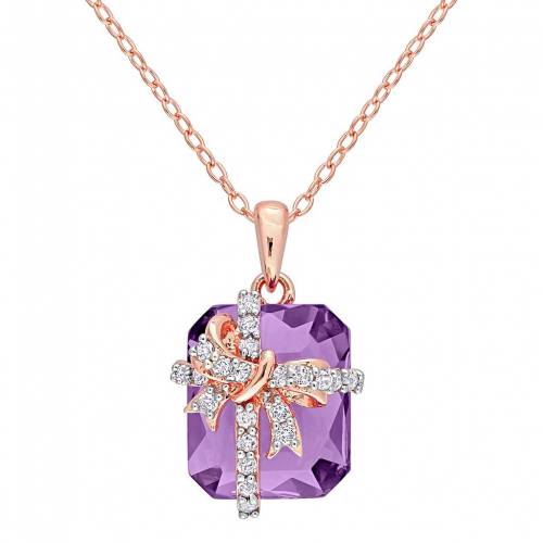 ローズ ゴールド 銀色 シルバー 白色 ホワイト & 【 STELLA GRACE 18K ROSE GOLD OVER SILVER AMETHYST WHITE TOPAZ BOW PENDANT / 18K ROSE GOLD PLATED 】 ジュエリー アクセサリー レディースジュエリー ネックレス ペ｜スニケス 107,800円