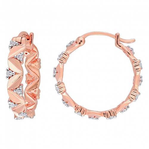 ローズ ゴールド 銀色 シルバー 白色 ホワイト フープ イヤリング 【 STELLA GRACE 18K ROSE GOLD OVER SILVER WHITE TOPAZ HOOP EARRINGS / 18K ROSE GOLD PLATED 】 ジュエリー アクセサリー レディースジュエリー