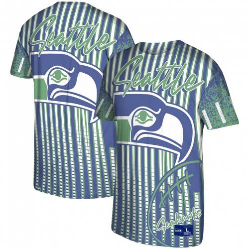 シアトル シーホークス ロゴ Tシャツ 青色 ブルー & 【 UNBRANDED MITCHELL NESS ROYAL SEATTLE SEAHAWKS JUMBOTRON HISTORIC LOGO T-SHIRT / SEA BLUE 】 メンズファッション トップス カットソー｜スニケス