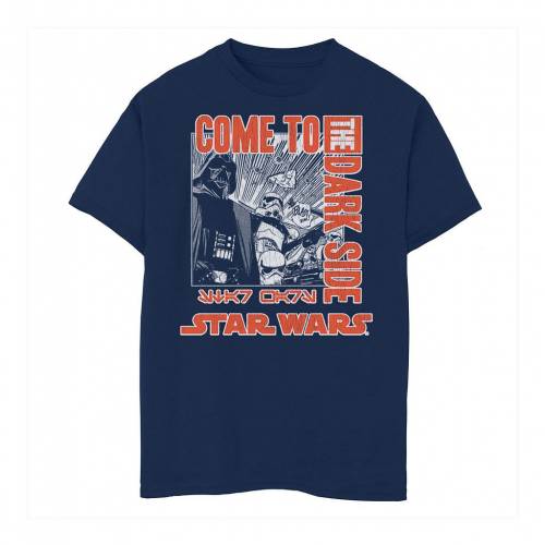 キャラクター 赤 レッド Tシャツ 紺色 ネイビー スターウォーズ Side ジュニア キッズ Red Licensed Character Come To The Dark Kanji Poster Tee Navy Novix Com