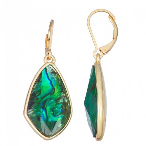 ファッションブランド Napier カジュアル イヤリング イヤリング ゴールド グリーン アクセサリー ファッション 緑 Green Gold Napier Tone Abalone Leverback Earrings スニケス