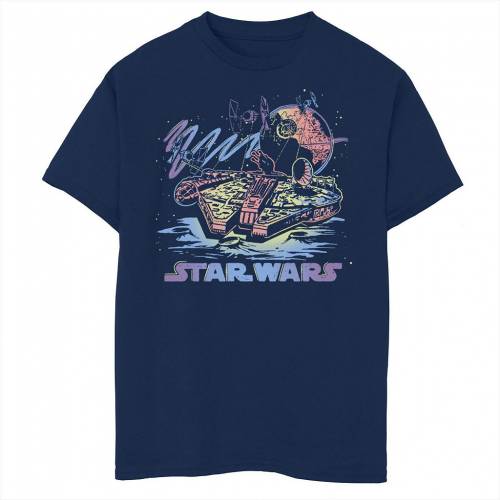 文字記号 シャツ 紺色 水師 スターウォーズ 90s 坊 キッズ Licensed Character Millennium Style Tee Navy Fashionwhirled Com