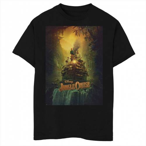 性質 シャツ 黒 真っ黒 御令息 キッズ Licensed Character Disney Jungle Cruise Waterfall Poster Tee Black Silk Music Com