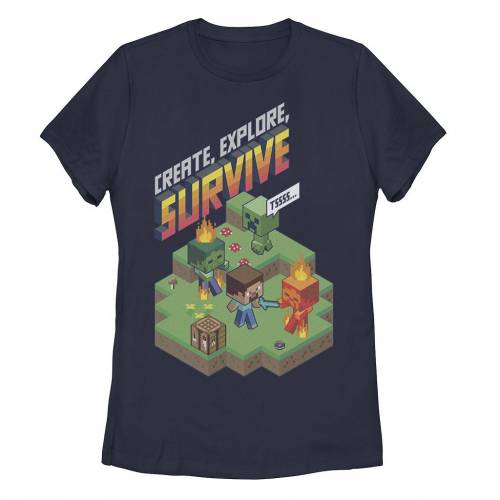 【★百貨店SALE★6/11夜夜中2時迄】文字記号 プルオーバー 紺色 米国海軍 【 LICENSED CHARACTER MINECRAFT CREATE EXPLORE SURVIVE LANDSCAPE PORTRAIT TEE / NAVY 】 キッズ もの言う花 マタニティ トップス カットソー