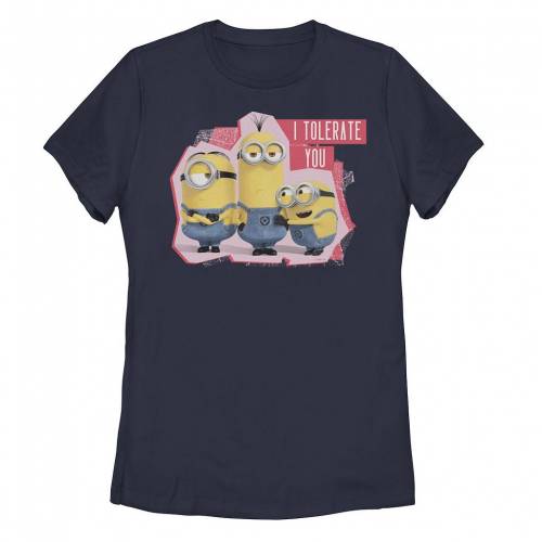 【★百貨店SALE★6/11夜夜中2時迄】文字記号 プルオーバー 紺色 米国海軍 【 LICENSED CHARACTER MINIONS I TOLERATE YOU TRIO PORTRAIT TEE / NAVY 】 キッズ もの言う花 マタニティ トップス カットソー