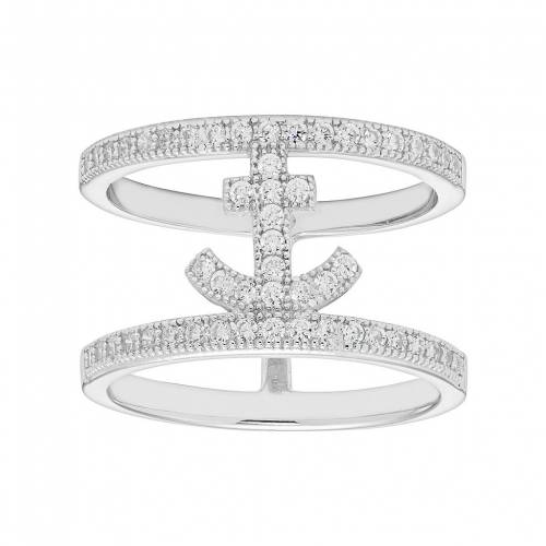 銀色 シルバー 白色 ホワイト 【 UNBRANDED STERLING SILVER CUBIC ZIRCONIA ANCHOR RING / WHITE 】 ジュエリー アクセサリー レディースジュエリー 指輪 リング
