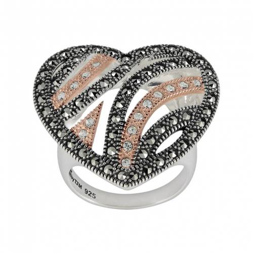ローズ ゴールド 銀色 シルバー 茶色 ブラウン & 【 LAVISH BY TJM 14K ROSE GOLD OVER SILVER STERLING CRYSTAL HEART RING / BROWN 】 ジュエリー アクセサリー レディースジュエリー 指輪 リング