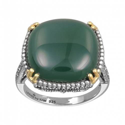 【高品質】ゴールド 銀色 シルバー 緑 グリーン &amp; SILVER GREEN LAVISH BY TJM 14K G LDVER STERLING AGATE RING スニケス
