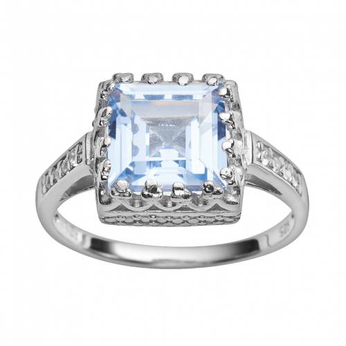 銀色 シルバー アクアマリン 白色 ホワイト 青色 ブルー 【 UNBRANDED DESIGNS BY GIOELLI STERLING SILVER LAB-CREATED AQUAMARINE AND WHITE SAPPHIRE CROWN RING / BLUE 】 ジュエリー アクセサリー レディースジュエリー