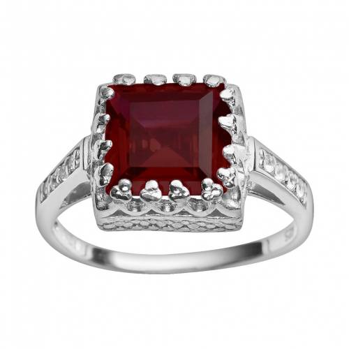 銀色 シルバー 白色 ホワイト 赤 レッド 【 DESIGNS BY GIOELLI STERLING SILVER GARNET AND LAB-CREATED WHITE SAPPHIRE CROWN RING / RED 】 ジュエリー アクセサリー レディースジュエリー 指輪 リング