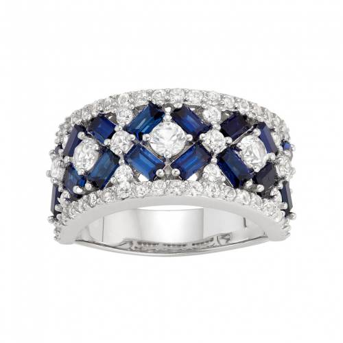 銀色 シルバー 青色 ブルー 白色 ホワイト & 【 DESIGNS BY GIOELLI STERLING SILVER LAB-CREATED BLUE WHITE SAPPHIRE X RING / 】 ジュエリー アクセサリー レディースジュエリー 指輪 リング 47,880円