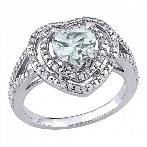 白色 ホワイト ゴールド アクアマリン ダイヤモンド & T.W. 【 STELLA GRACE 10K WHITE GOLD AQUAMARINE 1/5 CARAT DIAMOND RING / 10K WHGOLD 】 ジュエリー アクセサリー レディースジュエリー 指輪 リング