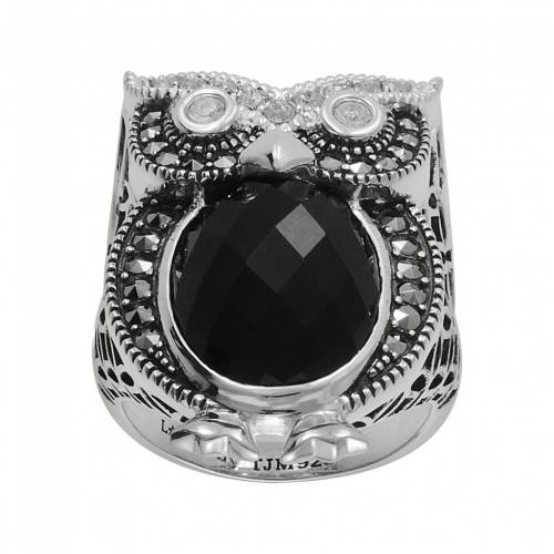 銀色 シルバー 黒色 ブラック & 【 LAVISH BY TJM STERLING SILVER ONYX CRYSTAL OWL RING / BLACK 】 ジュエリー アクセサリー レディースジュエリー 指輪 リング