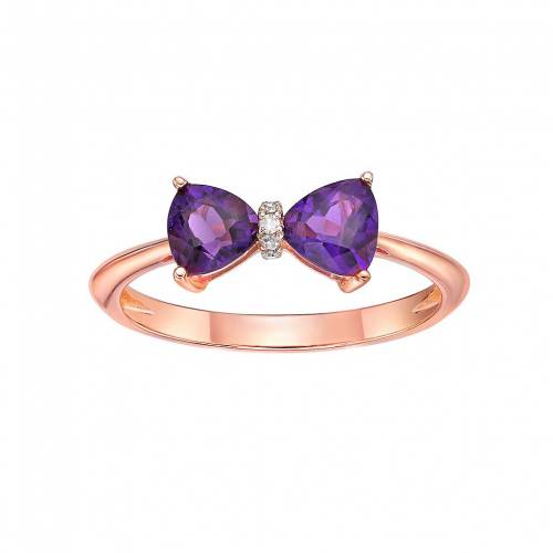 ゴールド 銀色 シルバー ダイヤモンド ローズ & 【 GEMMINDED 18K GOLD OVER SILVER AMETHYST DIAMOND ACCENT RING / ROSE TONE 】 ジュエリー アクセサリー レディースジュエリー 指輪 リング
