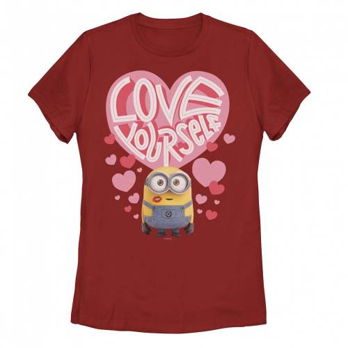 【★百貨店SALE★6/11夜夜中2時迄】文字記号 プルオーバー 赤 赤いこと 【 LICENSED CHARACTER MINIONS LOVE YOURSELF HEART COLLAGE PORTRAIT TEE / RED 】 キッズ もの言う花 マタニティ トップス カットソー