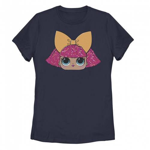 【★百貨店SALE★6/11夜夜中2時迄】文字記号 プルオーバー 紺色 米国海軍 【 LICENSED CHARACTER LOL SURPRISE GLITTER QUEEN BIG FACE TEE / NAVY 】 キッズ もの言う花 マタニティ トップス カットソー