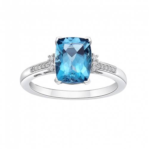 白色 ホワイト ゴールド 青色 ブルー ダイヤモンド & 【 GEMMINDED 10K WHITE GOLD LONDON BLUE TOPAZ DIAMOND ACCENT RING / 10K WHGOLD 】 ジュエリー アクセサリー レディースジュエリー 指輪 リング