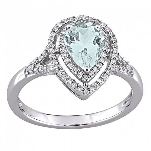 白色 ホワイト ゴールド アクアマリン ダイヤモンド & T.W. 【 STELLA GRACE 14K WHITE GOLD AQUAMARINE 1/4 CARAT DIAMOND TEARDROP HALO RING / 14K GOLD 】 ジュエリー アクセサリー レディースジュエリー 指輪 リング|スニケス