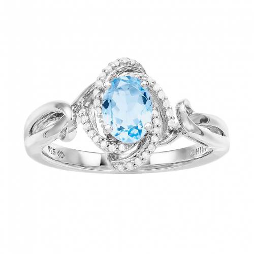 アクアマリン 白色 ホワイト ダイヤモンド 銀色 シルバー 【 UNBRANDED 7MM X 5MM OVAL GENUINE AQUAMARINE RING WITH 1/10 CTW WHITE DIAMOND STERLING SILVER / 】 ジュエリー アクセサリー レディースジュエリー 指輪｜スニケス 50,880円