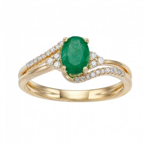 ゴールド ダイヤモンド & T.W. 【 GEMMINDED 10K GOLD EMERALD 1/8 CARAT DIAMOND RING / 10K GOLD 】 ジュエリー アクセサリー レディースジュエリー 指輪 リング