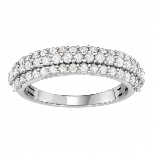 銀色 シルバー ダイヤモンド T.W. 【 JEWELEXCESS STERLING SILVER 1 CARAT DIAMOND TRIPLE ROW RING / 】 ジュエリー アクセサリー レディースジュエリー 指輪 リング|スニケス