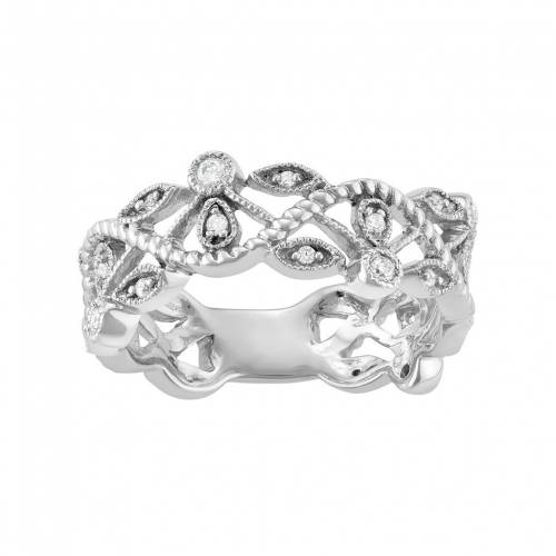白色 ホワイト ゴールド ダイヤモンド ウェーブ ウェイブ T.W. 【 UNBRANDED 10K WHITE GOLD 1/5 CARAT DIAMOND WAVE RING / 10K WHGOLD 】 ジュエリー アクセサリー レディースジュエリー 指輪 リング|スニケス