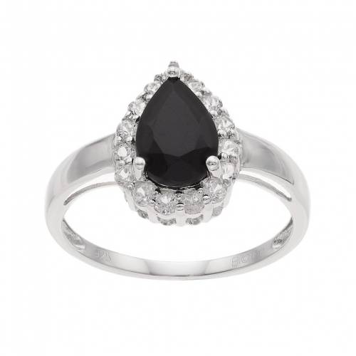 銀色 シルバー 白色 ホワイト & 【 GEMMINDED STERLING SILVER ONYX WHITE TOPAZ TEARDROP RING / 】 ジュエリー アクセサリー レディースジュエリー 指輪 リング
