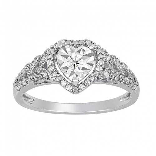 銀色 シルバー ダイヤモンド T.W. 【 STELLA GRACE STERLING SILVER 1/5 CARAT DIAMOND HEART RING / 】 ジュエリー アクセサリー レディースジュエリー 指輪 リング|スニケス