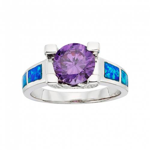 青色 ブルー 銀色 シルバー & 【 UNBRANDED CUBIC ZIRCONIA LAB-CREATED BLUE OPAL STERLING SILVER RING / MULTI NONE 】 ジュエリー アクセサリー レディースジュエリー 指輪 リング