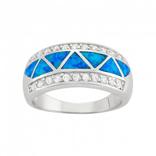 青色 ブルー 銀色 シルバー & 【 UNBRANDED CUBIC ZIRCONIA LAB-CREATED BLUE OPAL STERLING SILVER RING / 】 ジュエリー アクセサリー レディースジュエリー 指輪 リング