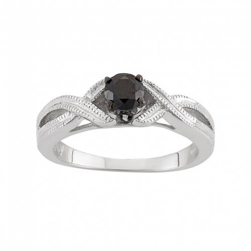 黒色 ブラック ダイヤモンド 銀色 シルバー T.W. 【 JEWELEXCESS 1/2 CARAT BLACK DIAMOND STERLING SILVER OPENWORK RING / 】 ジュエリー アクセサリー レディースジュエリー 指輪 リング