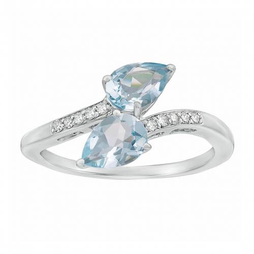 白色 ホワイト ゴールド アクアマリン ダイヤモンド & 【 GEMMINDED 10K WHITE GOLD AQUAMARINE DIAMOND ACCENT RING / 10K WHITE GOLD 】 ジュエリー アクセサリー レディースジュエリー 指輪 リング