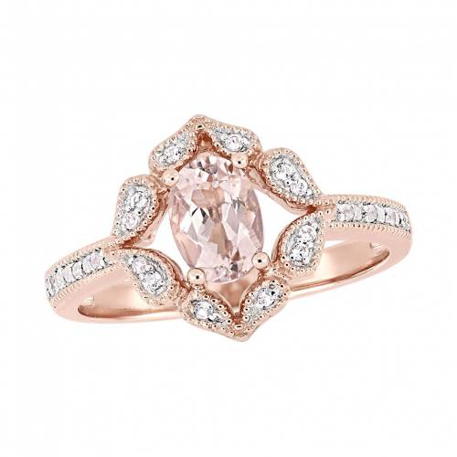 ローズ ゴールド 白色 ホワイト & 【 STELLA GRACE 14K ROSE GOLD MORGANITE WHITE TOPAZ FLORAL RING / 14K ROSE 】 ジュエリー アクセサリー レディースジュエリー 指輪 リング