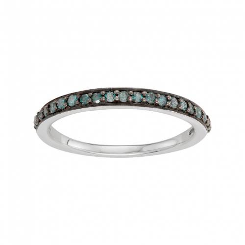 白色 ホワイト ゴールド 青色 ブルー ダイヤモンド T.W. 【 UNBRANDED 14K WHITE GOLD 1/4 CARAT BLUE DIAMOND STACK RING / 14K WHGOLD 】 ジュエリー アクセサリー レディースジュエリー 指輪 リング｜スニケス