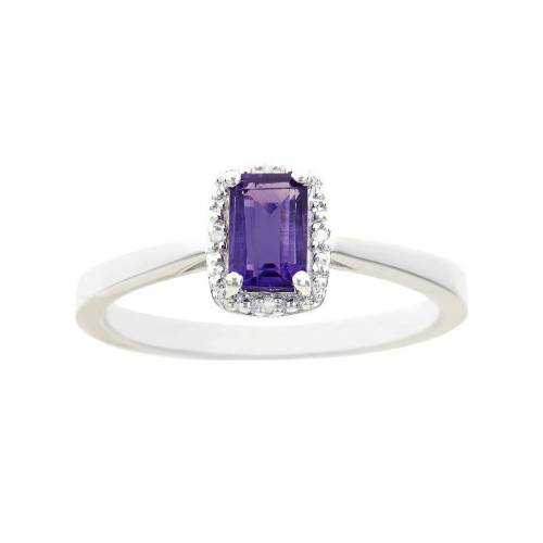 銀色 シルバー ダイヤモンド & 【 CELEBRATION GEMS STERLING SILVER AMETHYST DIAMOND ACCENT RECTANGLE HALO RING / 】 ジュエリー アクセサリー レディースジュエリー 指輪 リング