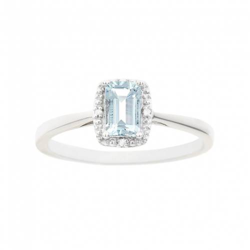 銀色 シルバー アクアマリン ダイヤモンド & 【 CELEBRATION GEMS STERLING SILVER AQUAMARINE DIAMOND ACCENT RECTANGLE HALO RING / 】 ジュエリー アクセサリー レディースジュエリー 指輪 リング｜スニケス