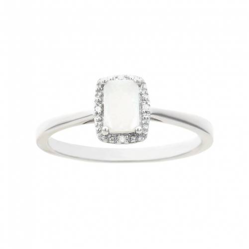 銀色 シルバー ダイヤモンド & 【 CELEBRATION GEMS STERLING SILVER OPAL DIAMOND ACCENT RECTANGLE HALO RING / 】 ジュエリー アクセサリー レディースジュエリー 指輪 リング