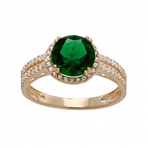 ゴールド 白色 ホワイト & 【 DESIGNS BY GIOELLI 10K GOLD SIMULATED EMERALD LAB-CREATED WHITE SAPPHIRE HALO RING / 10K GOLD 】 ジュエリー アクセサリー レディースジュエリー 指輪 リング