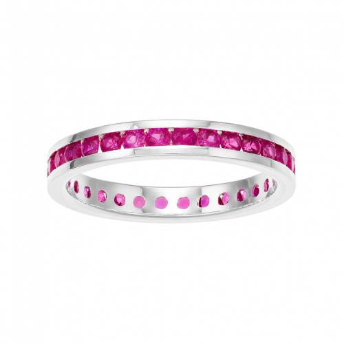 銀色 シルバー 【 TRADITIONS JEWELRY COMPANY STERLING SILVER CHANNEL-SET LAB-CREATED RUBY BIRTHSTONE RING / 】 ジュエリー アクセサリー レディースジュエリー 指輪 リング
