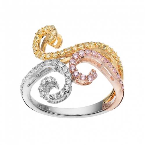 ゴールド 銀色 シルバー 【 UNBRANDED TRI TONE 18K GOLD OVER SILVER CUBIC ZIRCONIA FILIGREE RING / MULTI NONE 】 ジュエリー アクセサリー レディースジュエリー 指輪 リング