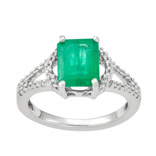 白色 ホワイト ゴールド ダイヤモンド T.W. & 【 HDI 14K WHITE GOLD 2 1/3 CARAT DIAMOND EMERALD RING / 】 ジュエリー アクセサリー レディースジュエリー 指輪 リング|スニケス