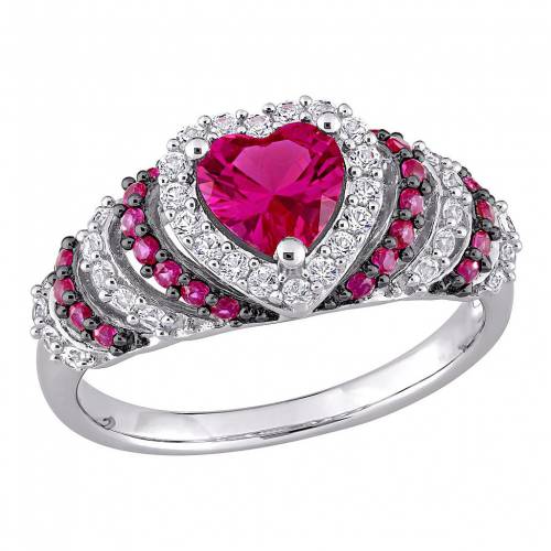 銀色 シルバー 白色 ホワイト & 【 STELLA GRACE STERLING SILVER LAB-CREATED RUBY WHITE SAPPHIRE HEART COCKTAIL RING / 】 ジュエリー アクセサリー レディースジュエリー 指輪 リング