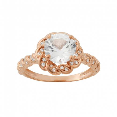 白色 ホワイト ローズ ゴールド 銀色 シルバー 【 UNBRANDED LAB-CREATED WHITE SAPPHIRE 14K ROSE GOLD OVER SILVER HALO RING / 】 ジュエリー アクセサリー レディースジュエリー 指輪 リング