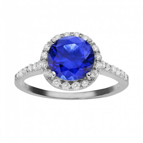 青色 ブルー 銀色 シルバー & 【 SOPHIE MILLER SIMULATED BLUE SAPPHIRE CUBIC ZIRCONIA STERLING SILVER HALO RING / 】 ジュエリー アクセサリー レディースジュエリー 指輪 リング