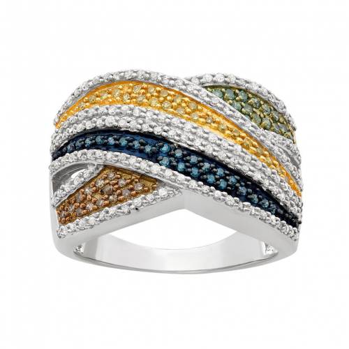 ダイヤモンド 銀色 シルバー T.W. 【 JEWELEXCESS 1 CARAT DIAMOND STERLING SILVER CRISSCROSS RING / MULTI NONE 】 ジュエリー アクセサリー レディースジュエリー 指輪 リング｜スニケス