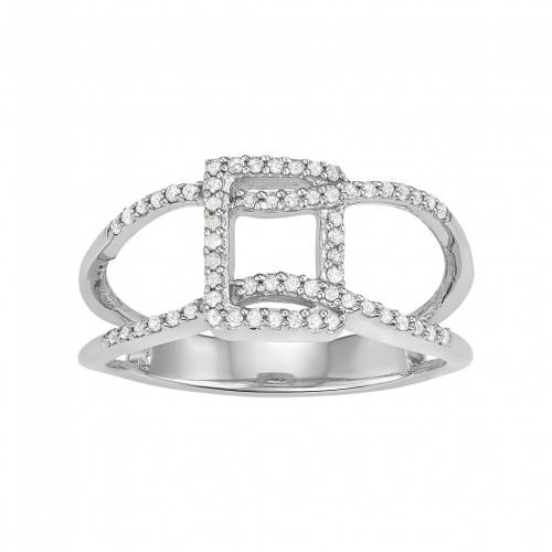 銀色 シルバー ダイヤモンド 白色 ホワイト T.W. 【 JEWELEXCESS STERLING SILVER 1/5 CARAT DIAMOND GEOMETRIC RING / WHITE 】 ジュエリー アクセサリー レディースジュエリー 指輪 リング