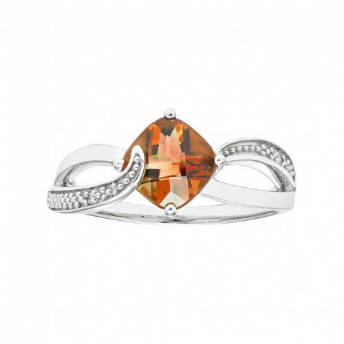 銀色 シルバー ダイヤモンド 橙 オレンジ & 【 UNBRANDED STERLING SILVER CITRINE DIAMOND ACCENT CUSHION BYPASS RING / ORANGE 】 ジュエリー アクセサリー レディースジュエリー 指輪 リング｜スニケス
