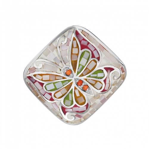 銀色 シルバー 【 UNBRANDED STERLING SILVER MOTHER-OF-PEARL MOSAIC BUTTERFLY RING / STERLING SILVER 】 ジュエリー アクセサリー レディースジュエリー 指輪 リング｜スニケス